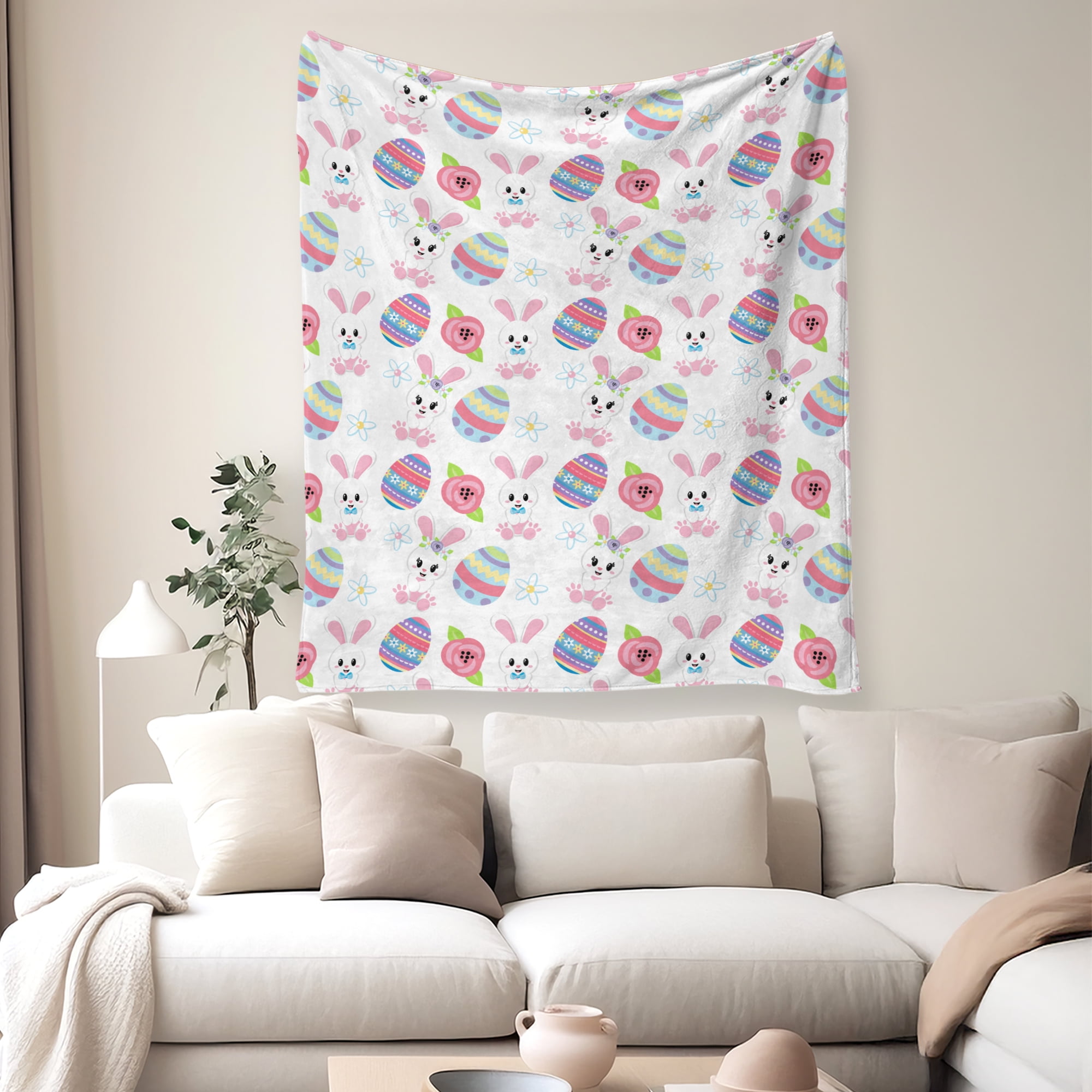 Easter Throw Blanket, Warm Fleece Flannel Bed Blanket, Lightweight Easter Blanket for Sofa Bed Couch 40"x50"