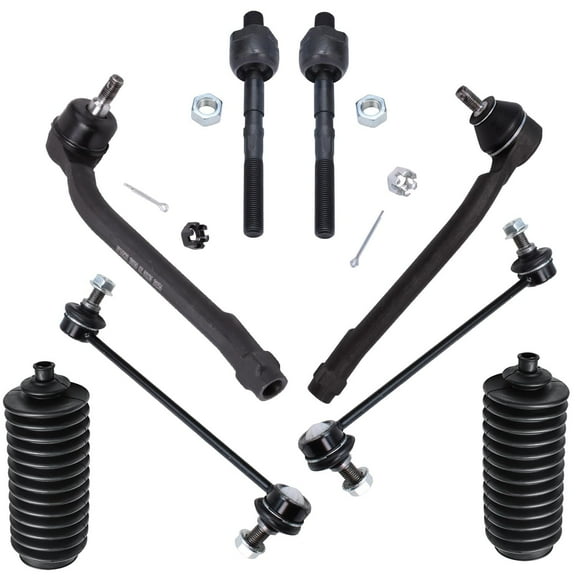 Detroit Axle - Front 8pc Suspension Kit for 2007-2012 Hyundai Elantra, 10-13 Kia Forte Koup, 12 Forte5, 4 Tie Rod Ends 2 Boots 2 Stabilizer Sway Bars 2008 2009 2010 2011 Replacement