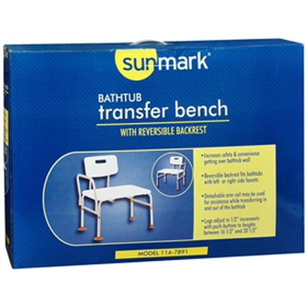Sunmark Bathtub Transfer Bench with Reversible Backrest, 1147891