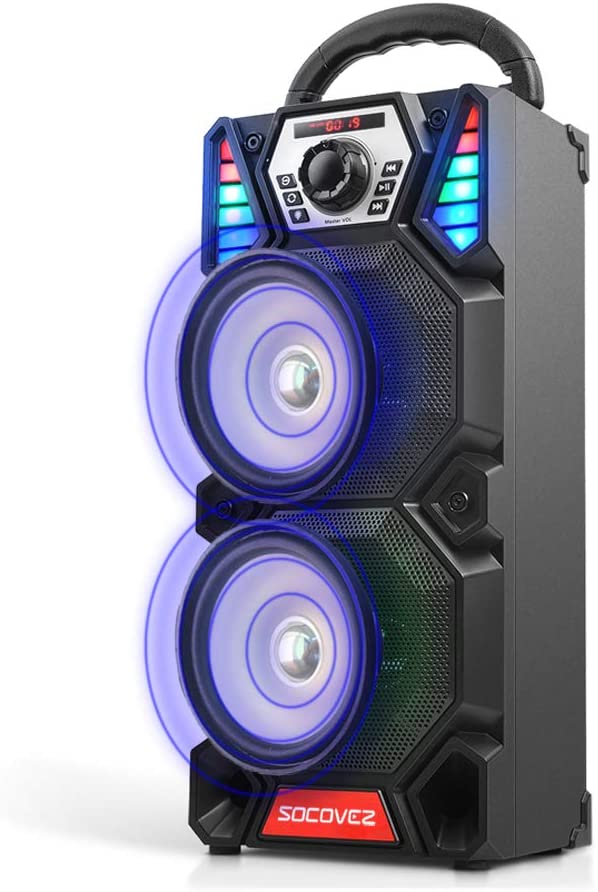 SOCOVEZ Bluetooth Karaoke System with LED Disco Lights 3600mAh Battery
