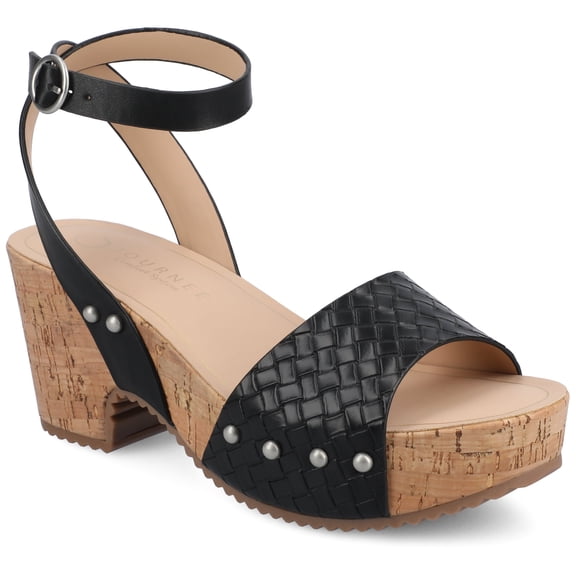 Journee Women's Vanessa Open Toe Platform Clog Heels