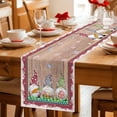 thumbnail image 5 of Gnomes Easter Table Runner - 70 Inch Long Eggs Tulips Spring Floral Retro Art Wooden Cotton and Linen Blended Dress Scarves Farmhouse Table Runner for Kitchen Dining, Coffee Table, 13" x 70", 5 of 8