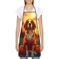 thumbnail image 2 of Naloa 1Pack Adjustable Bib Apron Waterdrop Resistant Cooking Kitchen Aprons for Women Men Chef, Sunset Meditating Dog Print, 2 of 5