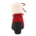 thumbnail image 4 of Ferwind Women's Shearling Boots Wedge Heels 2-Way Foldover Micro Suede Adult Red  6.5, 4 of 8