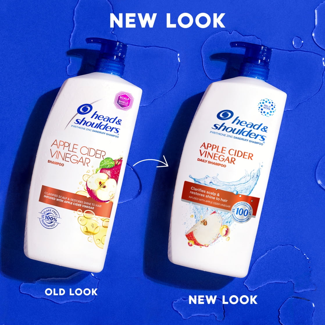(4 pack) Head and Shoulders Dandruff Shampoo, Apple Cider Vinegar, 28.2 fl oz