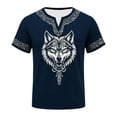 thumbnail image 5 of Viking Shirts for Men Summer Short Sleeve V Neck T-Shirts Vintage Norse Mythology Graphic Tee Shirt, 5 of 5