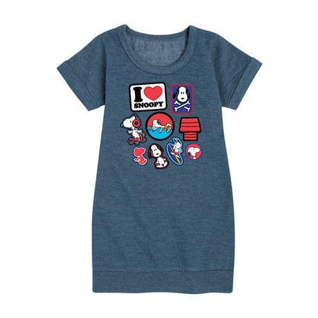 

Peanuts - I Heart Snoopy Patches - Youth Girls Fleece Dress