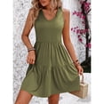 thumbnail image 4 of LSLJS Mode Femmes Été Décontracté Col en V Manches Courtes Robe Mini Taille Haute, Robe d'Été Plage, 4 of 6