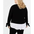 thumbnail image 3 of I.N.C Womens Layered-Look Knit Sweater, Black, Plus Size, 0X, 3 of 6