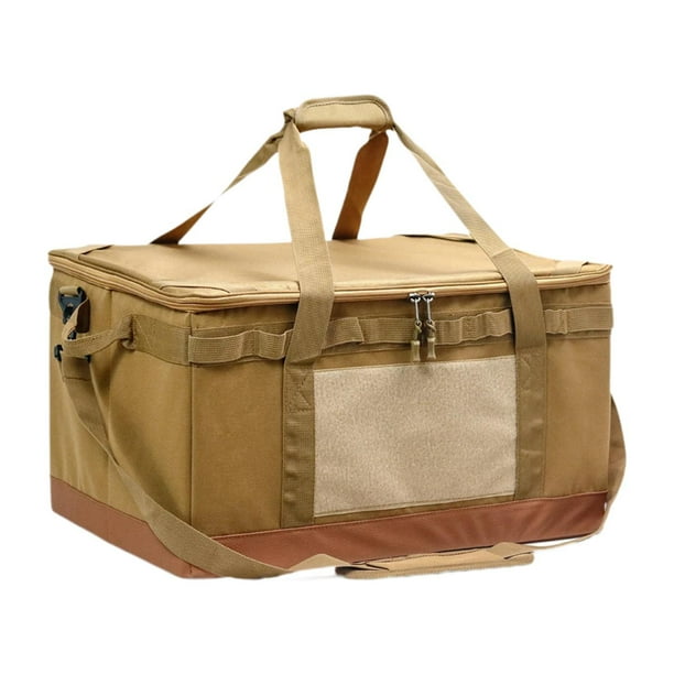 Bolsa de almacenamiento para acampar, bolsa de mano utilitaria, 60 l, portátil, de tela Oxford, extraíble, organizador de maletero para mochileros al Caqui