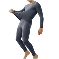 Fewfanhot Men Solid Color Thermal Underwear Suit With Long Sleeve Shirt And Trousers For Base Layer Warmth And Comfort