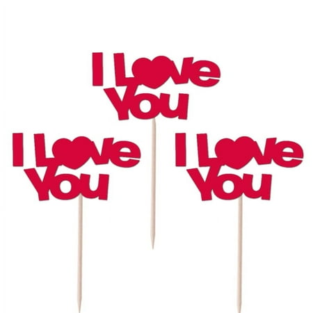 Valentines Cupcake Toppers Juliet Glitter Cardstock Set of 12 pcs