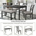 thumbnail image 3 of CRO Decor 6-Piece Kitchen Dining Table Set Wooden Rectangular Dining Table-Gray, 3 of 11