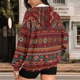 thumbnail image 3 of Uorisanigo Aztec Tribal Red Womens Zip Up Hoodies Sweatshirt Drop Shoulder Comfortable Oversized Casual Sweatshirts with Pocket Long Sleeve Fall Winter Outfits Clothes Size S, 3 of 7