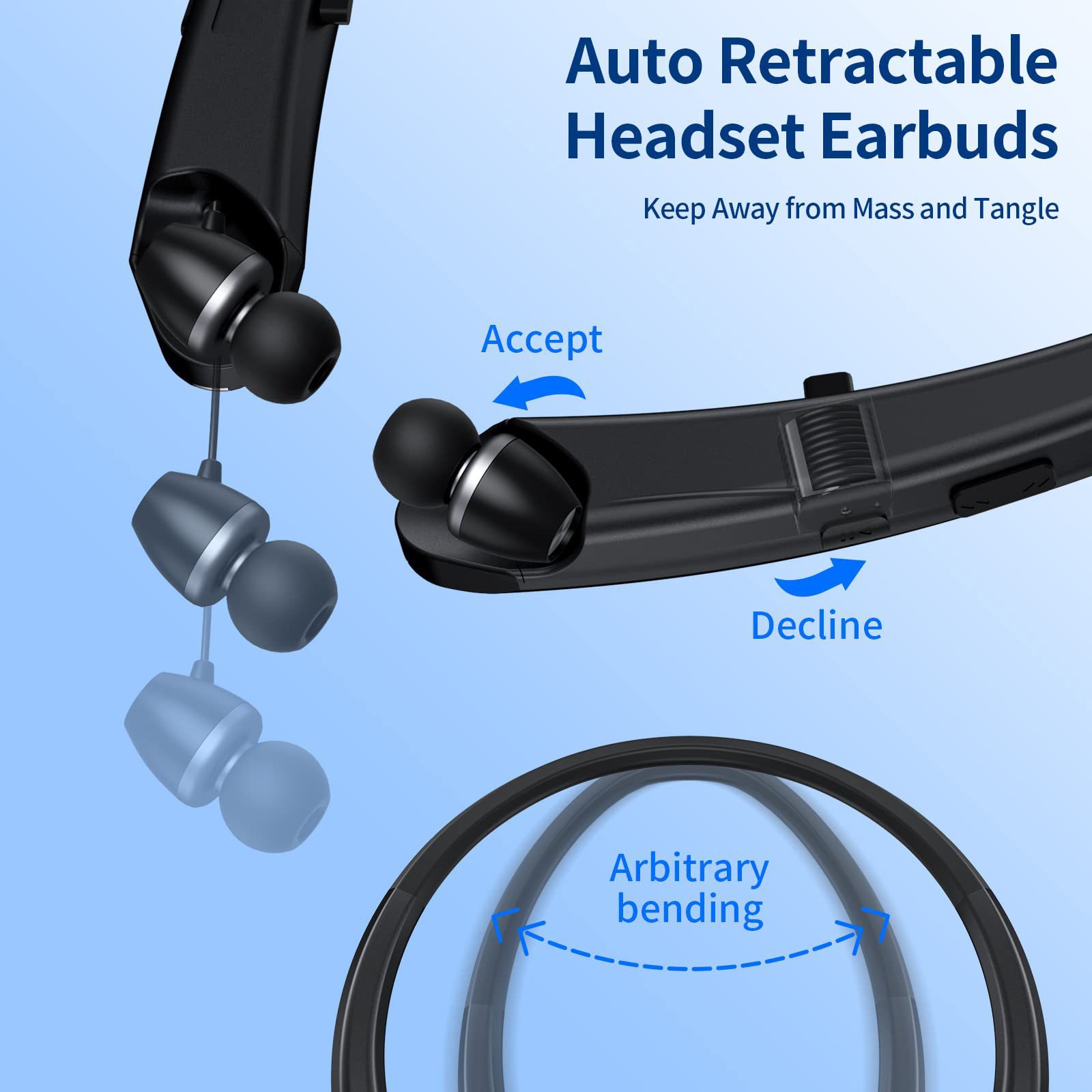 Wireless Neckband Earbuds, IPX5 Sweatproof Sports Headphones, Long Battery Life, Comfort Fit with Noise Cancelling Mic
