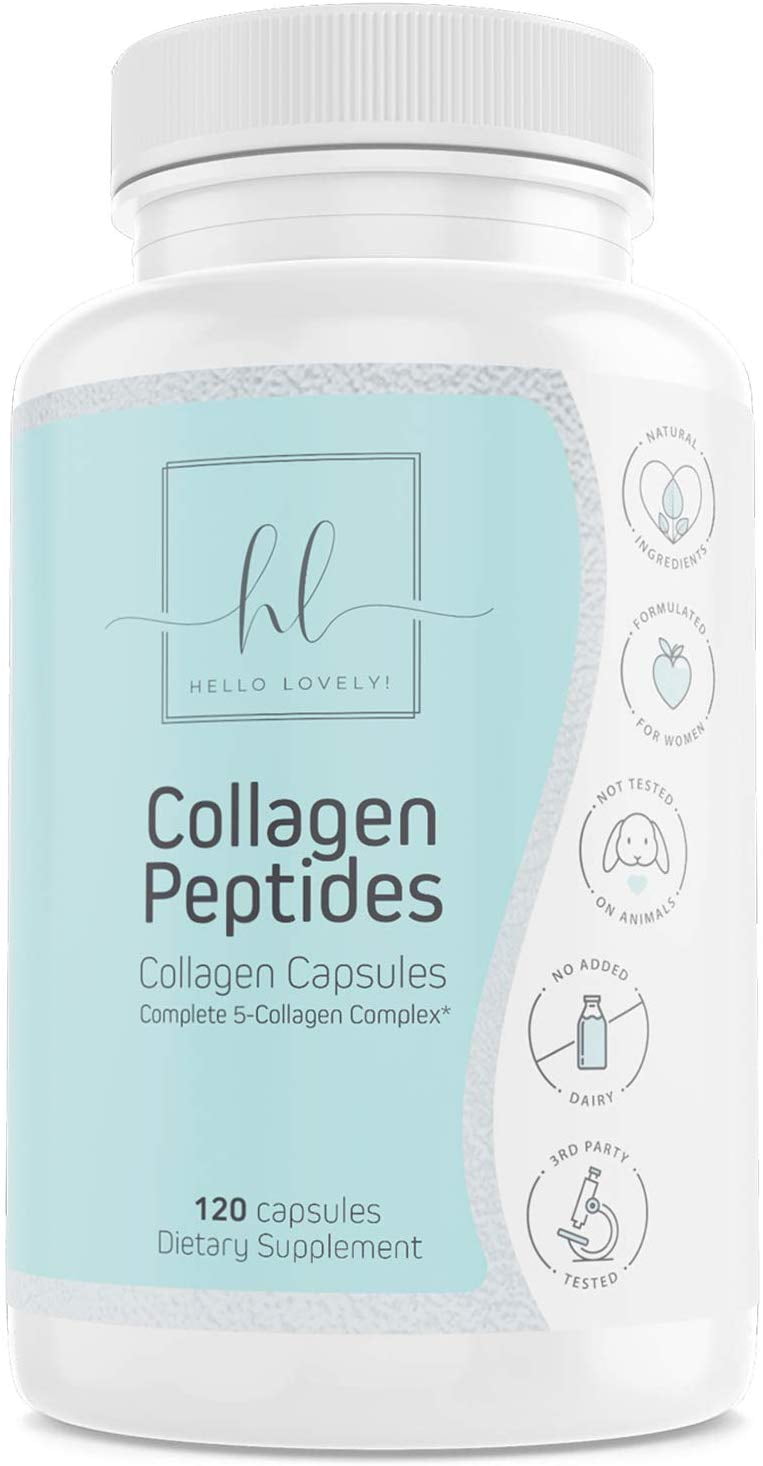 Hello Lovely! Collagen Peptides Pills, Collagen Powder Type I, II, III