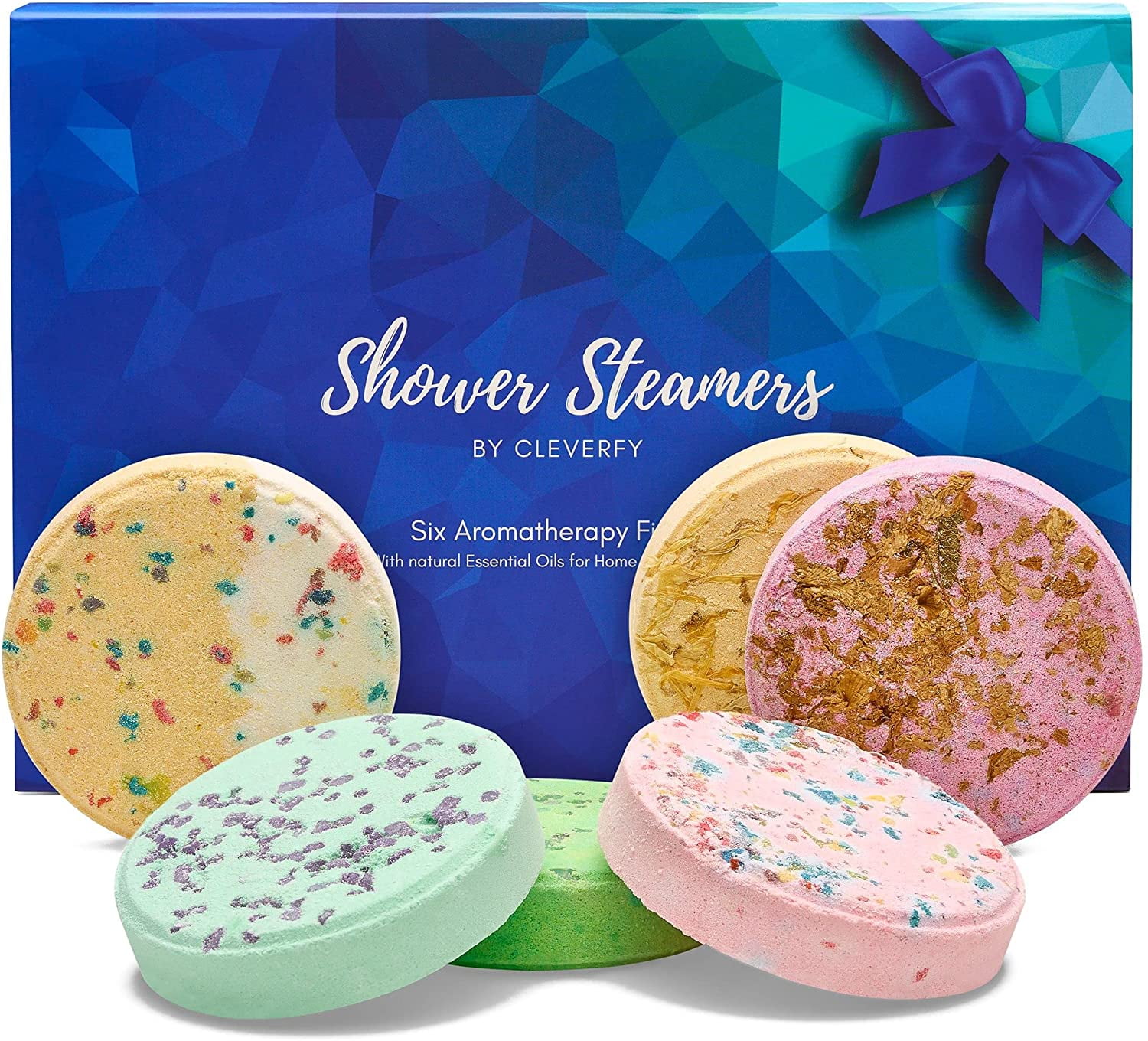 Cleverfy Blue Shower Steamers Gift Set – 6 Aromatherapy Relaxation Tablets