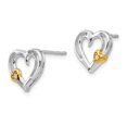 thumbnail image 4 of Auriga Fine Jewelry 925 Sterling Silver Rh-plated Gold-tone Diamond Heart Post Stud Earrings for Women, 4 of 6