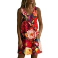 thumbnail image 6 of QUNYINEY Floral Womens Sun Dresses Summer Casual Mini Sleeveless A Line Tank Dress Beach Loose Fit with Pockets V Neck Dresses, 6 of 7
