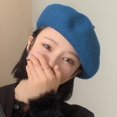 thumbnail image 4 of Beret Hat Retro All Match Faux Wool French Style Winter Beanie for Daily Wear, 4 of 10