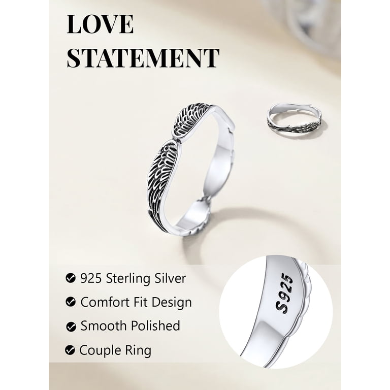 Silvora Angel Wing Sterling Silver Ring, Unisex photo 6