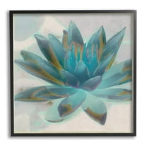 Stupell Industries Blue Lotus Flower Petals Abstract Nature Plant Painting Black Framed Art Print Wall Art, Design by Graffitee Studios