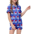 thumbnail image 1 of Children DIY Anniversary Print Pajama Set Short Sleeve Button Up Top And Shorts Set, 1 of 5