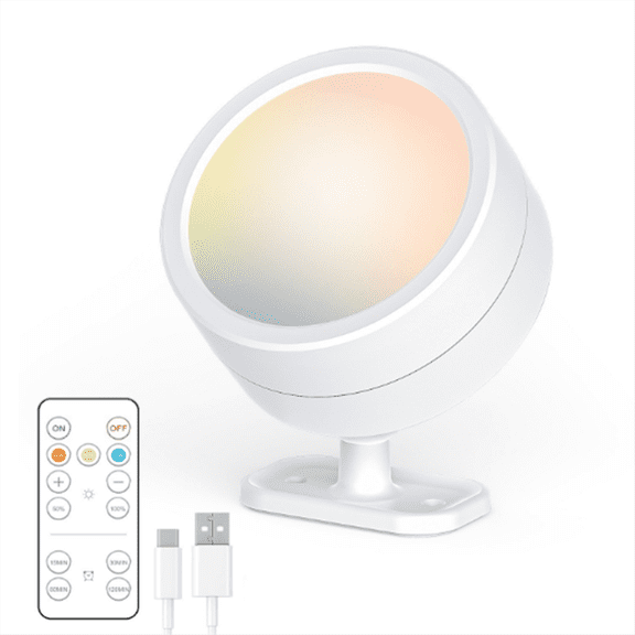 LED Wall Mounted Lights with Remote Wireless Magnetic Wall Sconces Dimmable USB Rechargeable for Bedroom Bedside Light,A