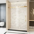 thumbnail image 2 of Frameless Single sliding shower door 56-60 "W x 60" H, 1/4 "(6 mm) Clear Tempered Glass, Explosion Proof Film, Stainless Steel Handle Square Tube Track ,Brushed Gold, 2 of 22