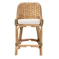 thumbnail image 2 of bali & pari Kyle Rattan, Mahogany wood and Seagrass BOHO Counter Stool, Natural Brown, 2 of 10