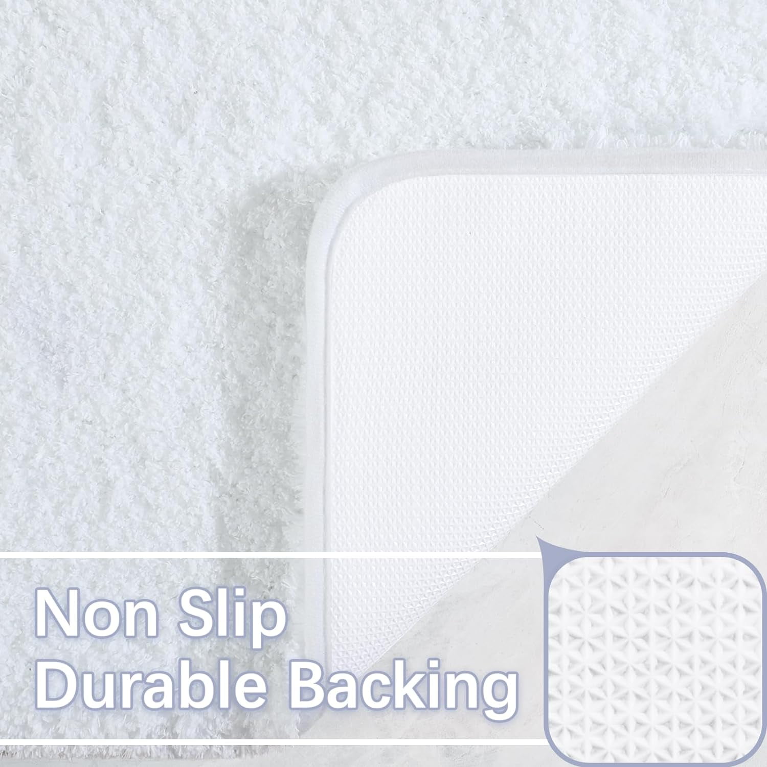 Junovo Soft Bathroom Rug Runner Absorbent Microfiber Bath Rugs for Bathroom Non Slip Bath Mat for Tub, Shower Floor,24"x70",White