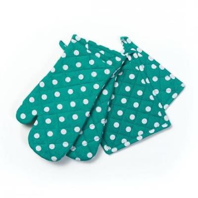 Teal White Polka Dots Oven Mitt Pot Holder Set 4 Pack Teal White Polka Dots Oven Mitt Pot Holder Set 4 Pack