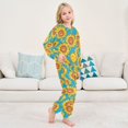 thumbnail image 6 of Fluffy Pajamas Set Fuzzy Winter Warm Pj Sets Pullover Tops and Long Pants Yellow Sunflowers with Happy Faces Small, 6 of 7