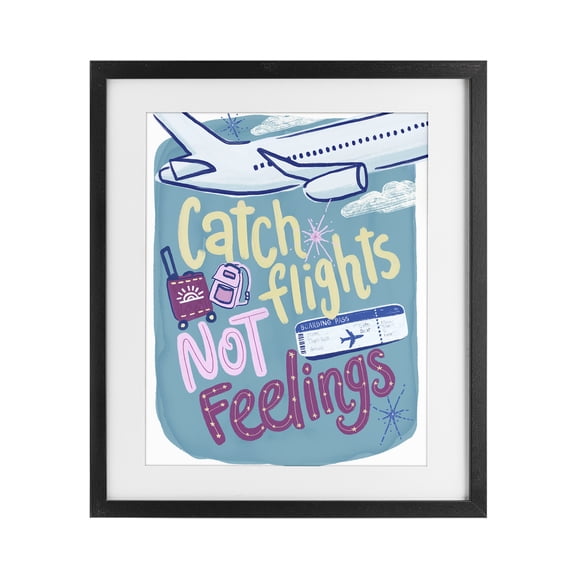 Stupell Industries Contemporary Catch Flights Not Feelings Black Framed Print Under Glass, 13 x 16, by Connie Summers