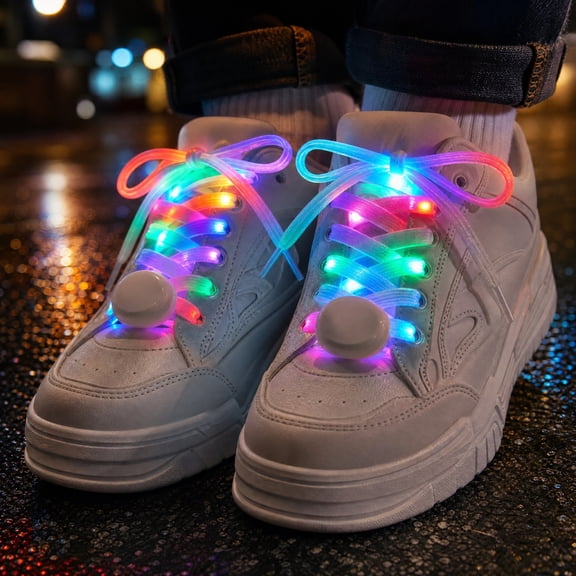 ShengapQ LED Light Up Shoelaces, Colorful Flashing Shoelaces, 3 Lighting Modes, Ideal for Night Running, Halloween Parties, and Concerts