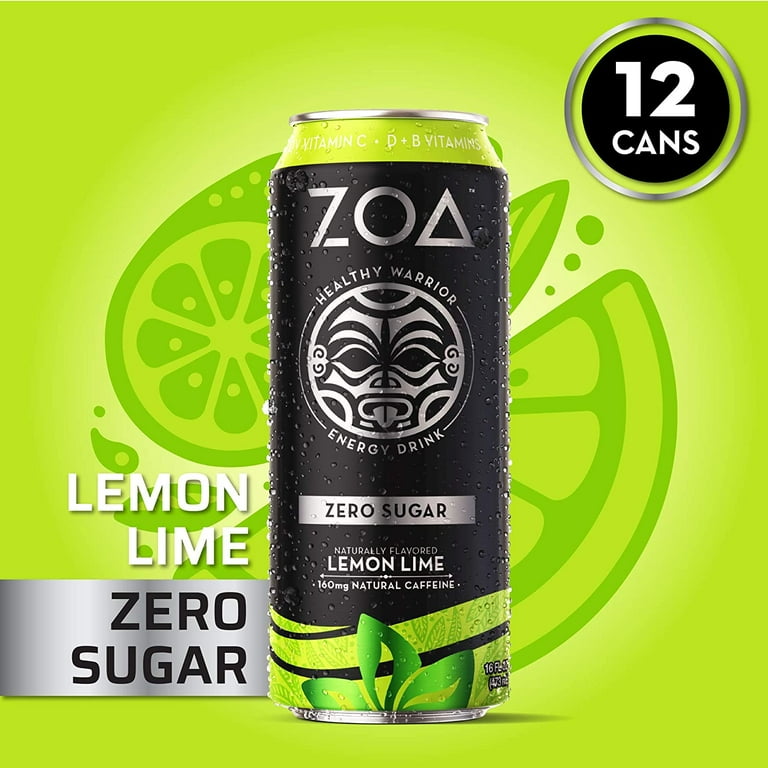 正式的 fl. 16 Lime, Lemon Drink, Energy Sugar Zero ZOA oz. Pack (12 ギター