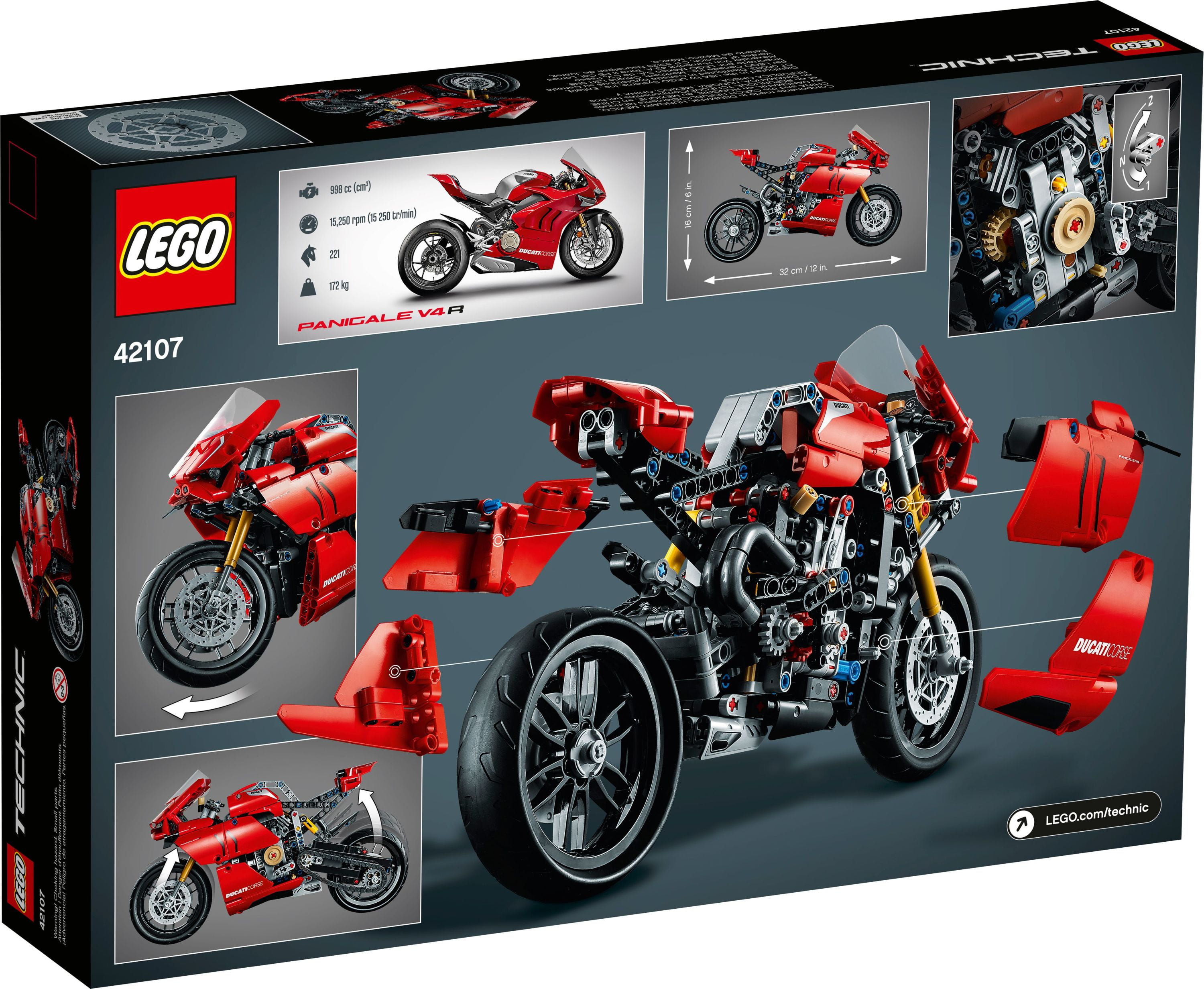 LEGO Technic Ducati Panigale V4 R Motorcycle 42107 Building Set -  Collectible Superbike Display Model Kit with Gearbox and Working  Suspension, Fun for Adults and Motorcycle Enthusiasts 