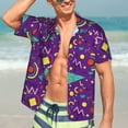 thumbnail image 7 of Pofeuu Retro 80s Style Print Hawaiian Shirt for Men Sleeves Casual Button Down Summer Beach Dress Shirts T-Shirts,Large, 7 of 7