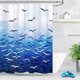 thumbnail image 1 of Cortinas de ducha de océano azul, cortinas de baño de gaviota de 150x180 cm con ganchos, decoración de baño antimoho de poliéster impermeable, 11 Feliz Sencillez, 1 of 4