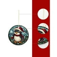 thumbnail image 4 of Holiday penguin with scarf Christmas ornament, Christmas decoration, holiday present idea, heirloom keepsake, round ceramic, gift Exchange, bauble present, gift idea, 4 of 8