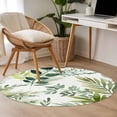 thumbnail image 4 of Round Rug 4Ft Washable Non-Slip, Green Leaves Circle Area Rugs for Living Room Bedroom, Summer Botanical Farmhouse Watercolor Leaf Indoor Floor Mats Carpet Runner for Home Decor Aesthetic, 4 of 8