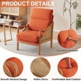 thumbnail image 3 of Ktaxon Mid Century Accent Chair, Modern Club Chairs with High Back, Rattan Sides Arm Chair for Living Room Bed Room Orange, 3 of 10