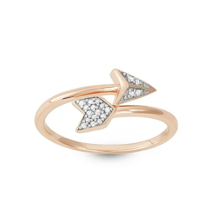 Diamond Accent Rose Gold over Sterling Silver Wrap Arrow Ring, Size 8