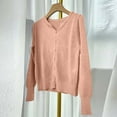 thumbnail image 5 of Womens Long Sleeve Sweater Cardigan Light Weight Slouchy Fall Sweater Button Open Front Cardigan Casual Trendy Clothes Pink, Free Size, 5 of 5