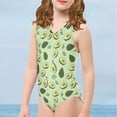 thumbnail image 4 of FOR U DESIGNS Green Girls Swimsuit One Piece Size 5-6 Years Avocado Leaf Kids Beach Bathing Suit Quick Dry Sleeveless Beach Wear Casual V-Neck Swimwear, 4 of 8