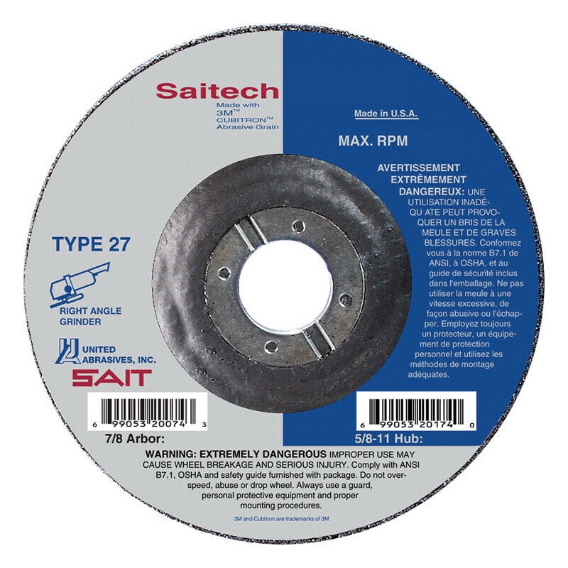 Saitech Ultimate Performance Ceramic Abrasive 4-1//2 Grinding Wheel Type 27 QTY10