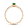 thumbnail image 2 of ANGARA Natural Classic Solitaire Emerald Promise Ring with Pave Diamonds in 14K Rose Gold for Women (Size-4.5mm) | May Birthstone, Birthday, Anniversary, Jewelry Gift for Women | Natural Emerald Ring, 2 of 8