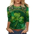 thumbnail image 2 of Ounisa Womens 3/4 Sleeve St. Patrick's Day T-Shirts Crew Neck Spring Graphic Tee Tops, 2 of 8