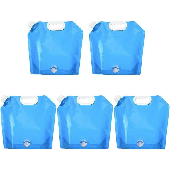 5 bolsas de agua plegables, 10 l, portátiles, plegables, para exteriores, bolsas de agua plegables, para acampar, senderismo, picnic, barbacoa, coche, contenedor de almacenamiento, kit de emergencia