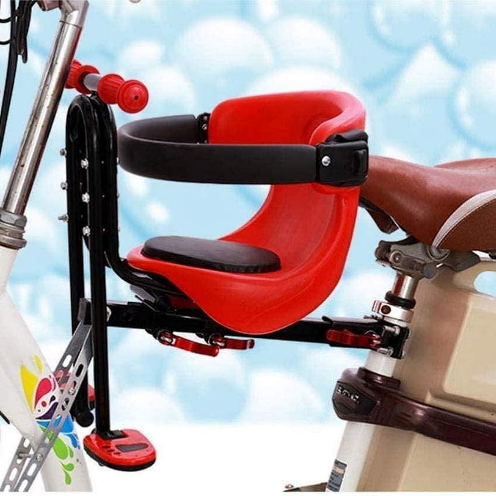 Catch Supplies Safety Child Bicycle Seat,Bike Front Baby Seat for Kids Bicycle with Kids Seat Bicycle Seat Front Mount Baby Carrier Seat with Foot Pedals Red
